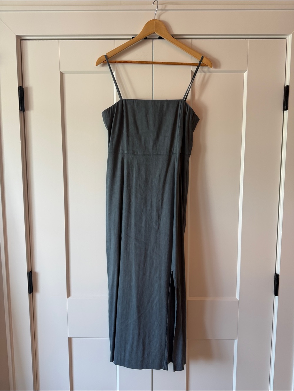 Theory Slate Gray Spaghetti-Strap Midi Dress